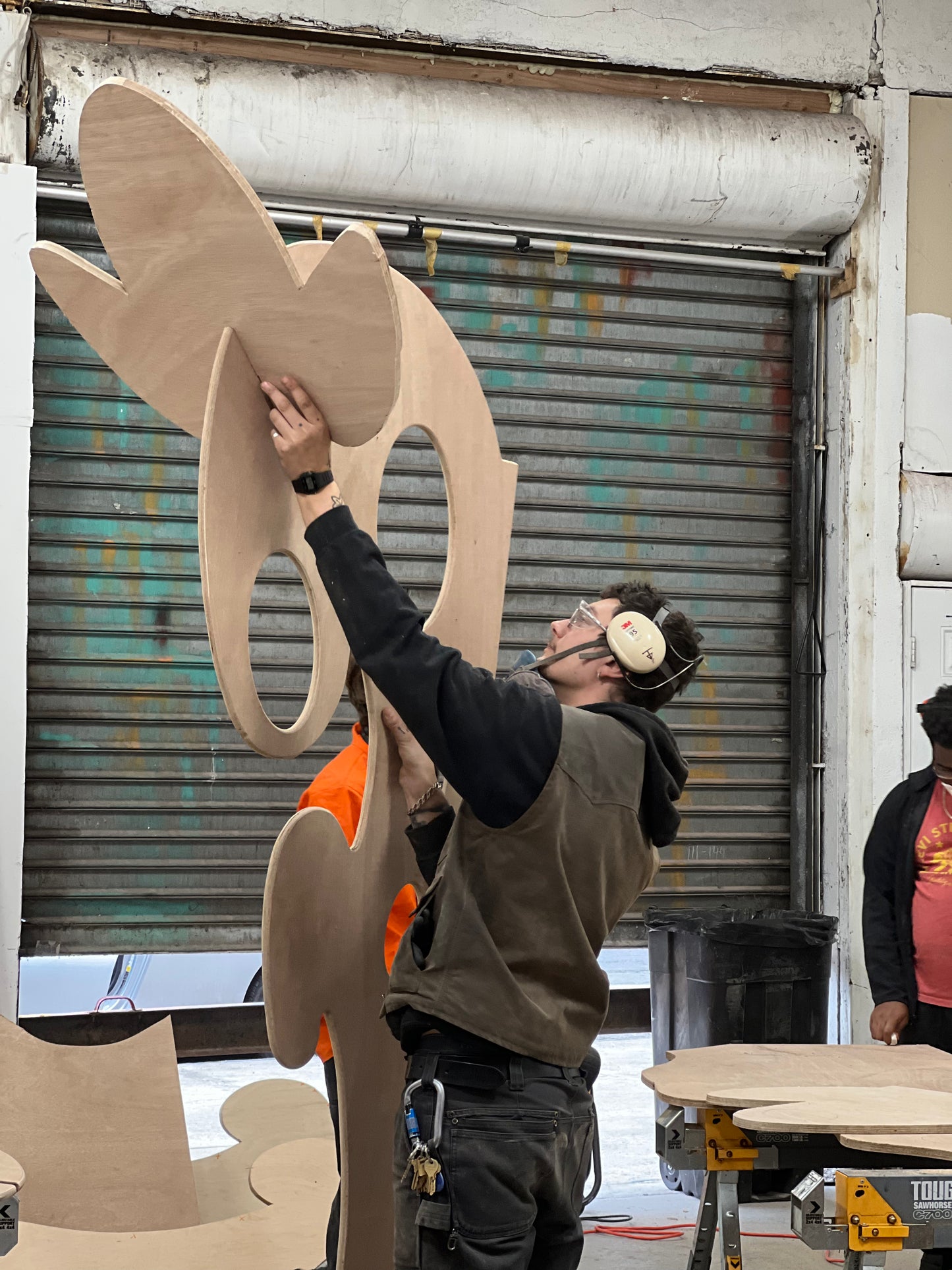 Height of Hurly Whirly in unfinished wood at Beam Center workshop