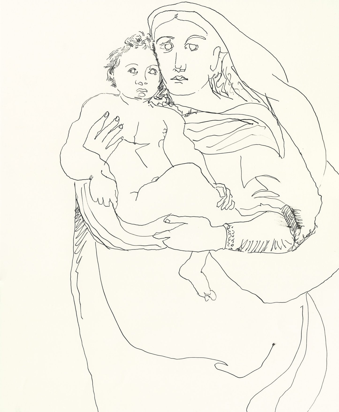 Line Drawing After Raphael - The Sistine Madonna (c 1513-4)